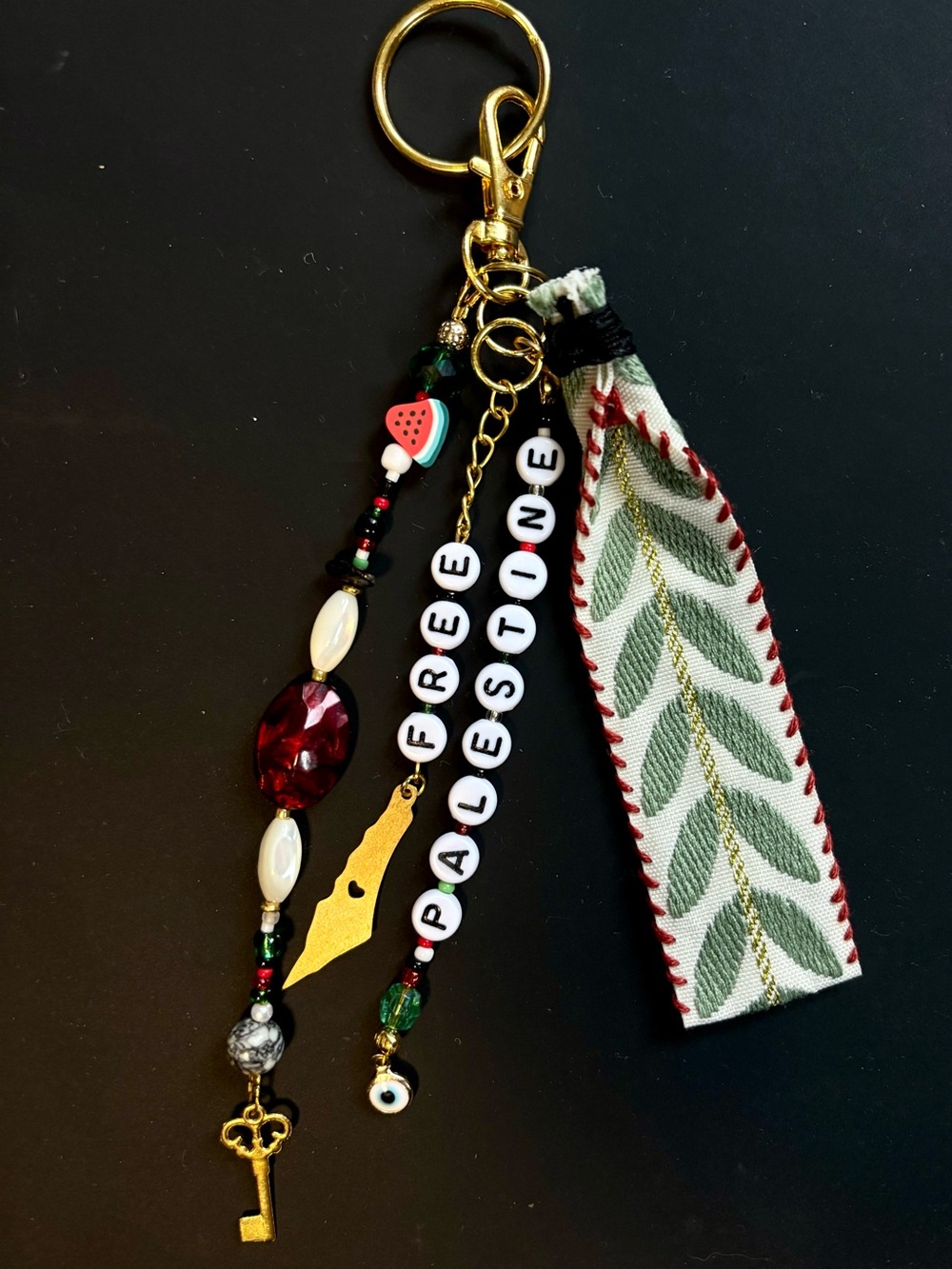 Free Palestine Bag Charm. Handmade and Designed by Seller.